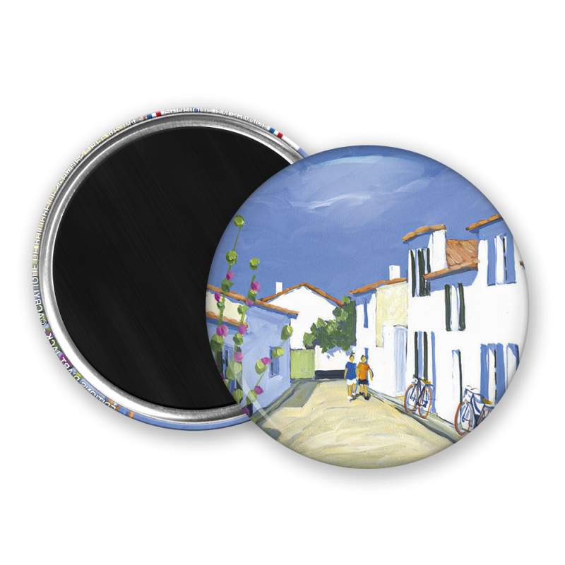 Magnet rond - Deschamp - ruelle fleurie