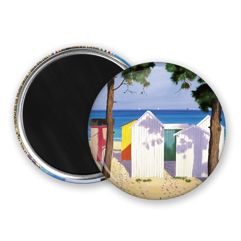 Magnet rond - Deuil - cabines de plage