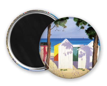 Magnet rond - Deuil - cabines de plage