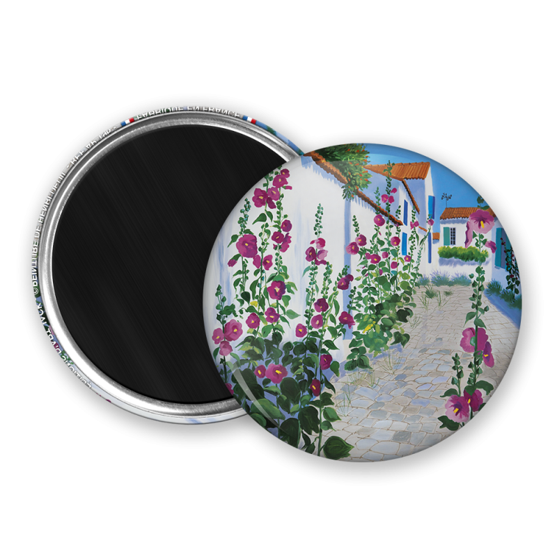 Magnet rond - Deuil - ruelle fleurie