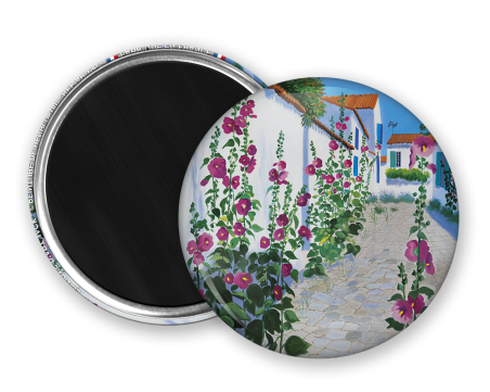 Magnet rond - Deuil - ruelle fleurie