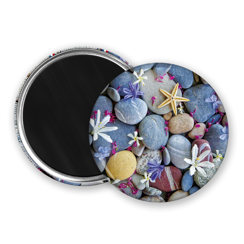 Magnet rond - Galets et etoiles