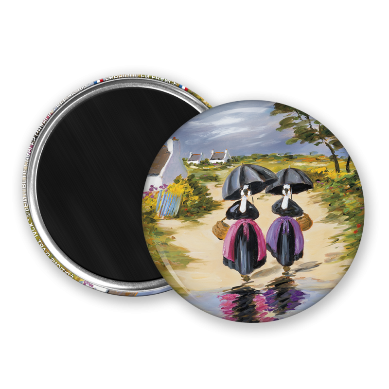 Magnet rond - Gharlic - bigoudennes sous la pluie