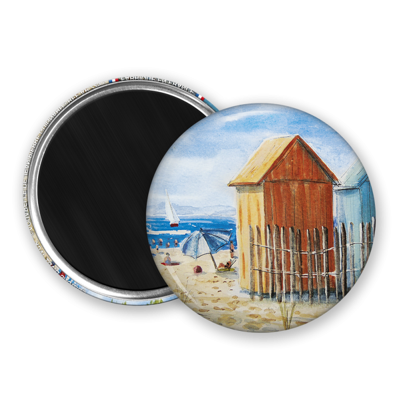 Magnet rond - Guignard - cabines de plage