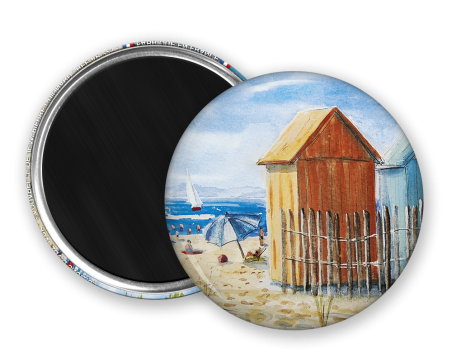 Magnet rond - Guignard - cabines de plage