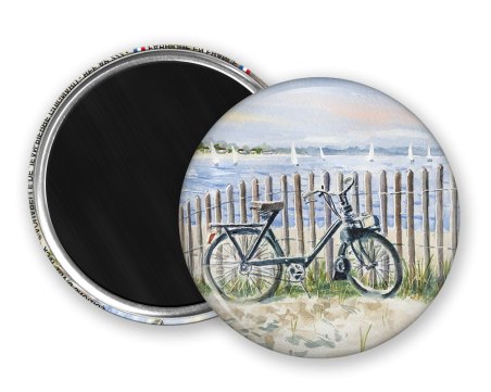 Magnet rond - Guignard - le velo et la mer