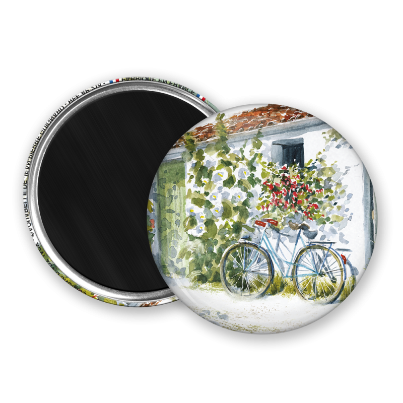 Magnet rond - Guignard - maison fleurie