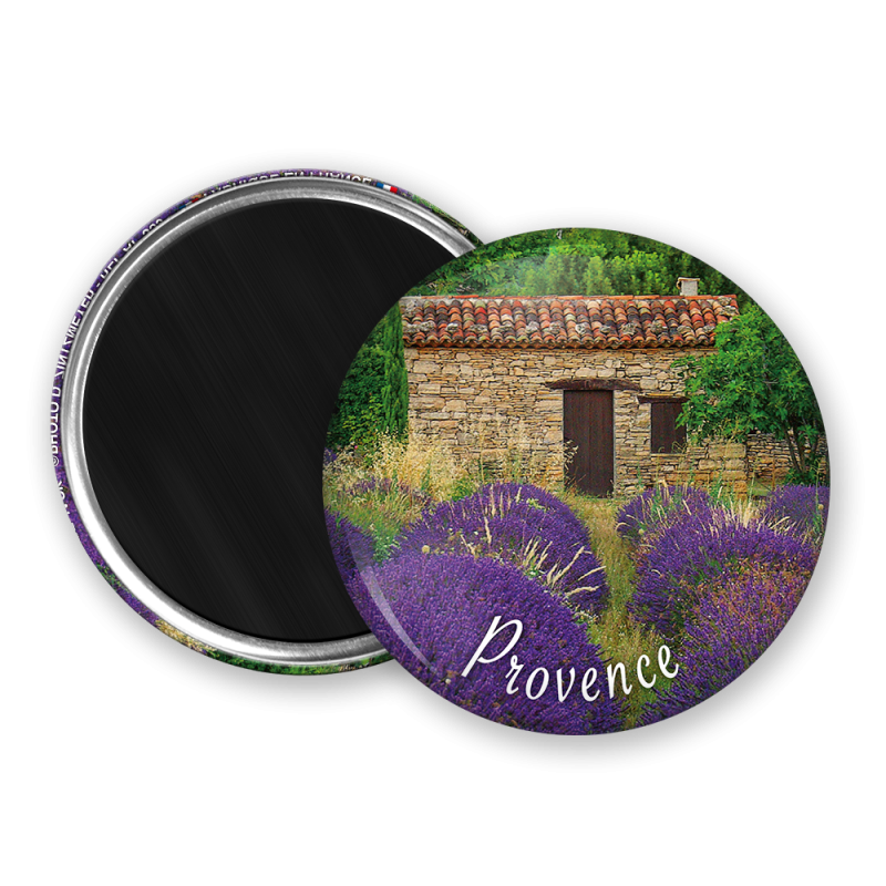 Magnet rond - Lavande et cabanon