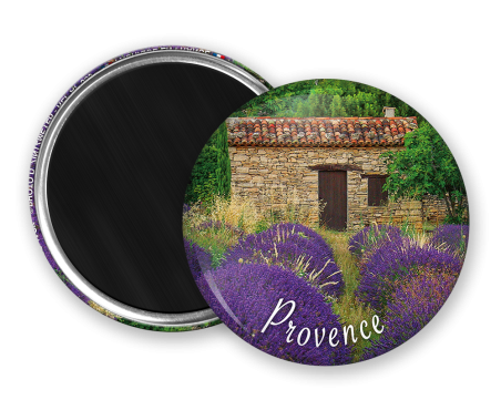 Magnet rond - Lavande et cabanon