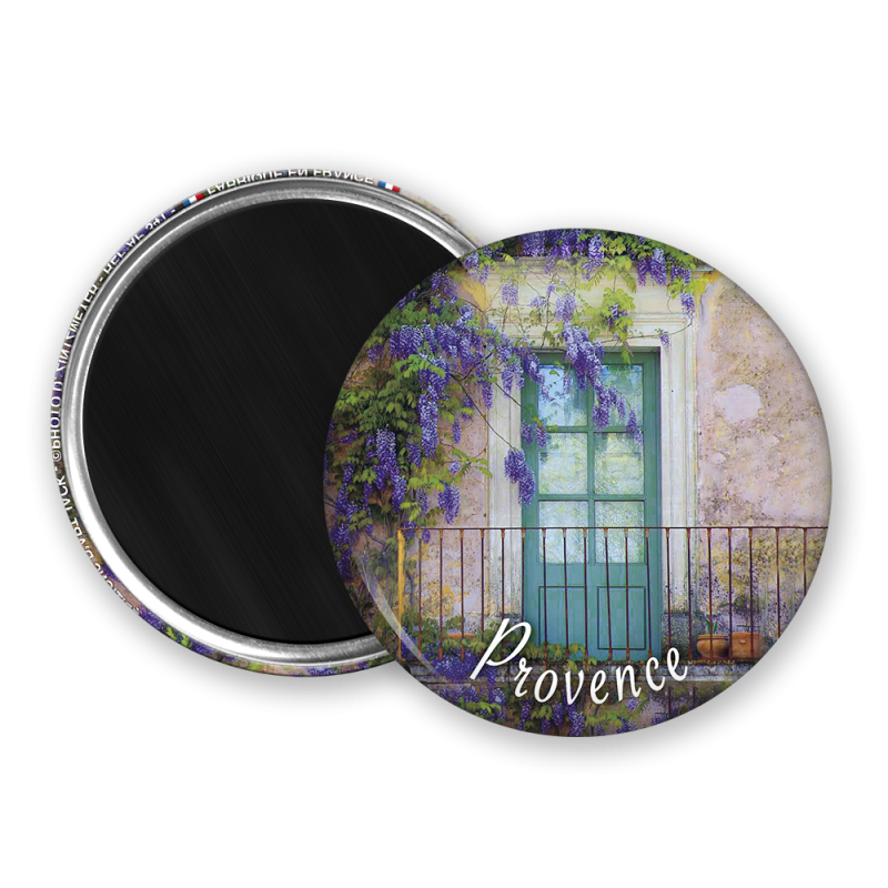 Magnet rond - Maison fleurie