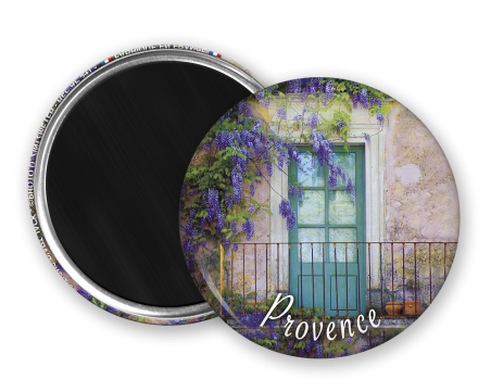 Magnet rond - Maison fleurie