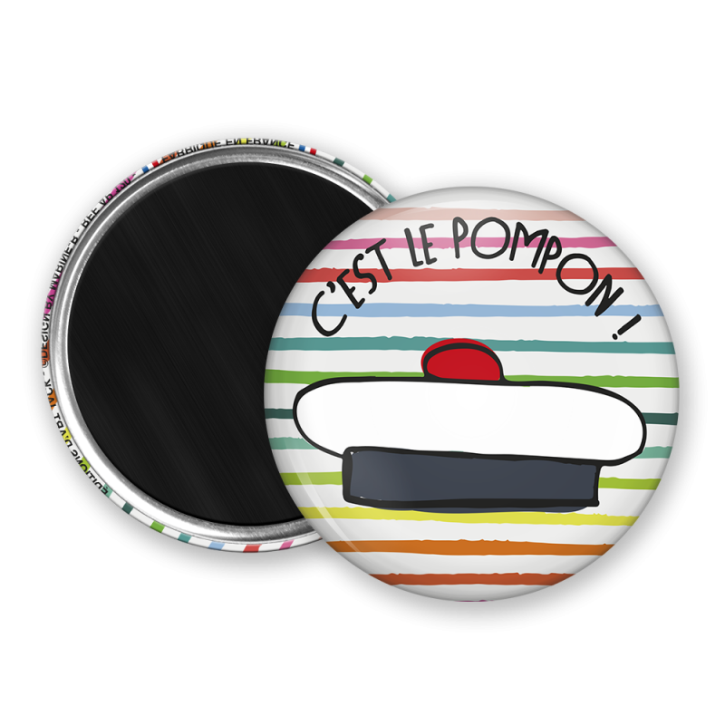 Magnet rond - Marine b - c'est le pompon