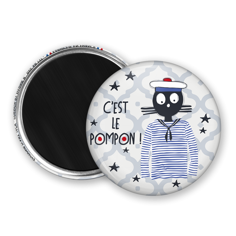 Magnet rond - Marine b - c'est le pompon