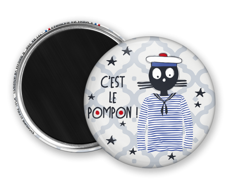 Magnet rond - Marine b - c'est le pompon