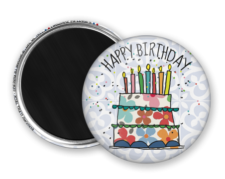 Magnet rond - Marine b - happy birthday