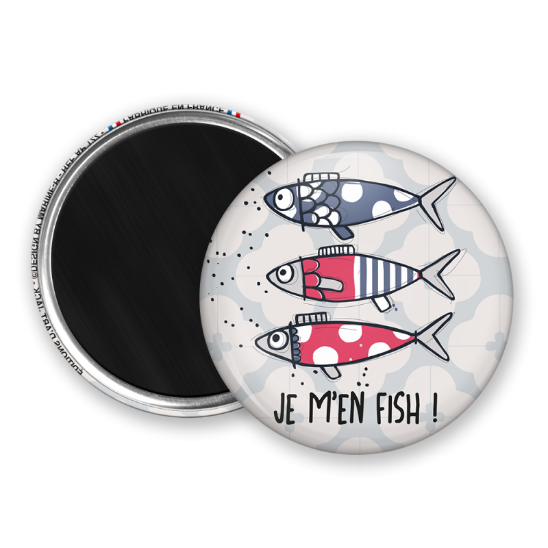 Magnet rond - Marine b - je m'en fish