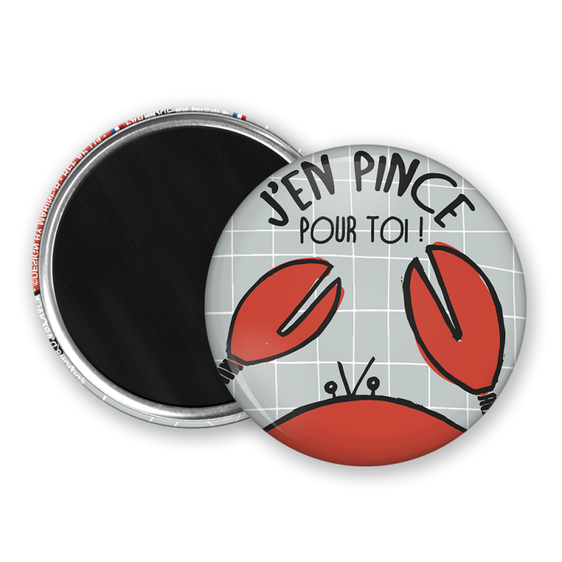 Magnet rond - Marine b - j'en pince pour toi