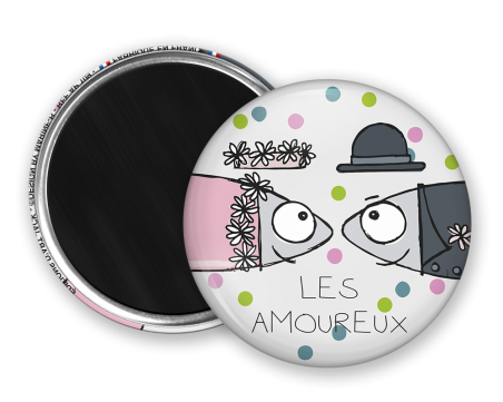 Magnet rond - Marine b - les amoureux