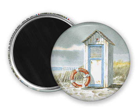 Magnet rond - Morel - la cabine de plage