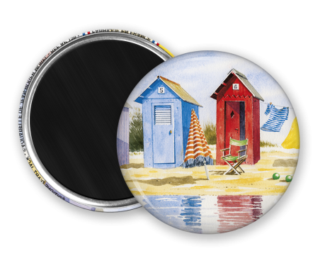 Magnet rond - Morel - les cabines de plage