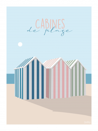 Affiche 30x40 - Cabines de plage