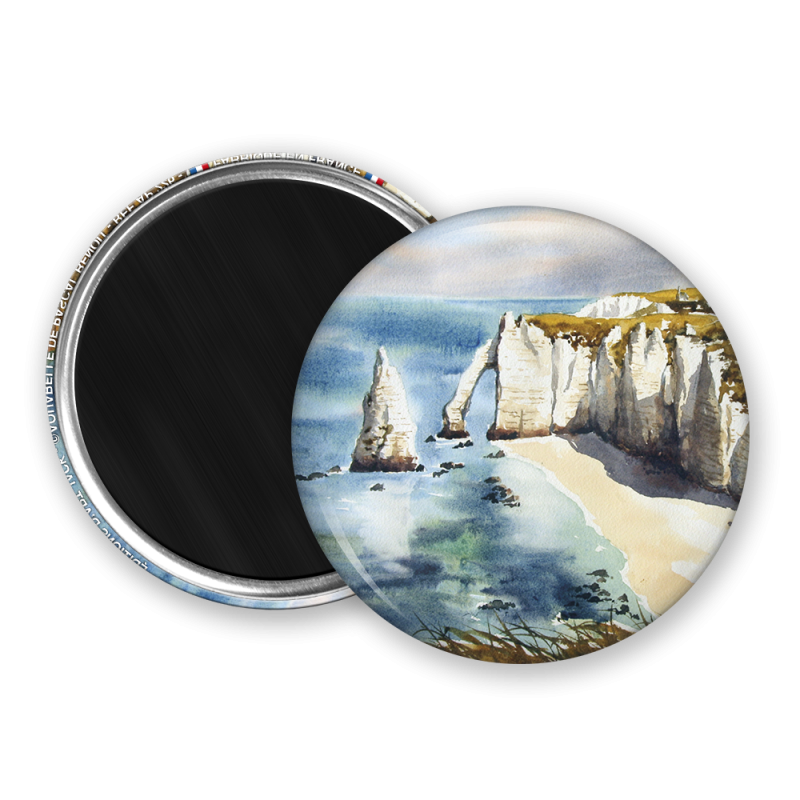 Magnet rond - Benoit - etretat, les falaires