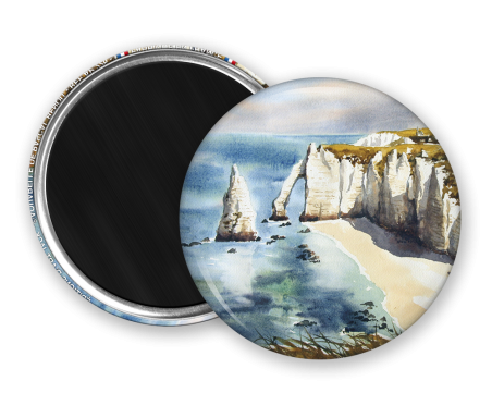 Magnet rond - Benoit - etretat, les falaires