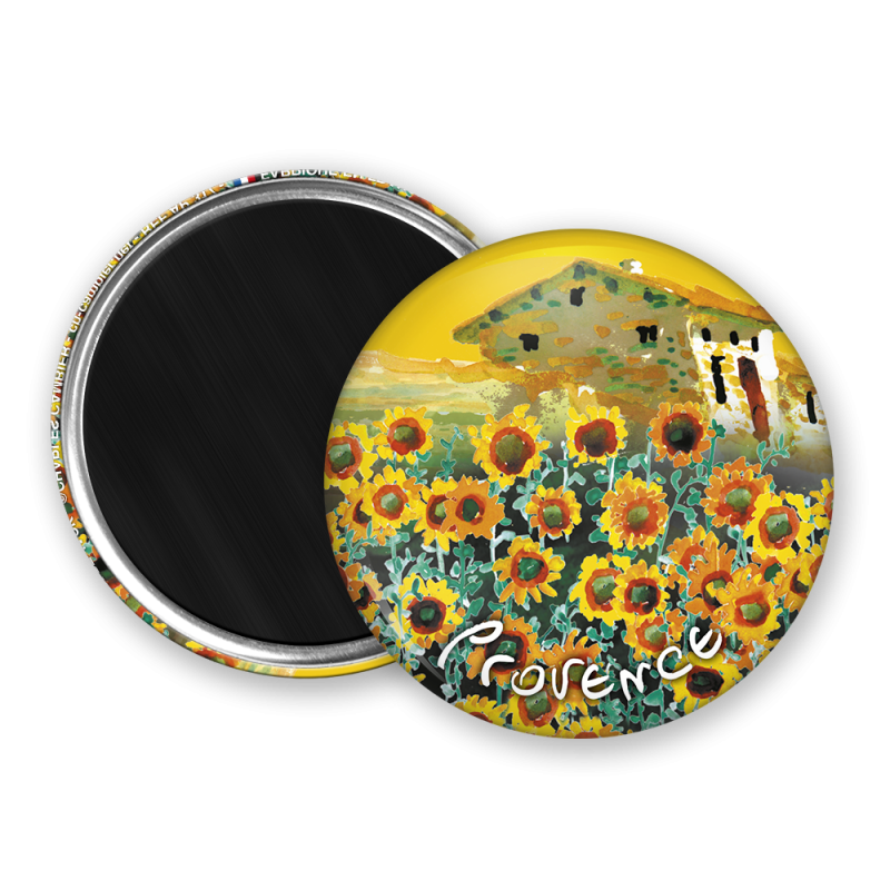 Magnet rond - Cambier - cabanon et tournesols