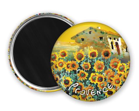 Magnet rond - Cambier - cabanon et tournesols