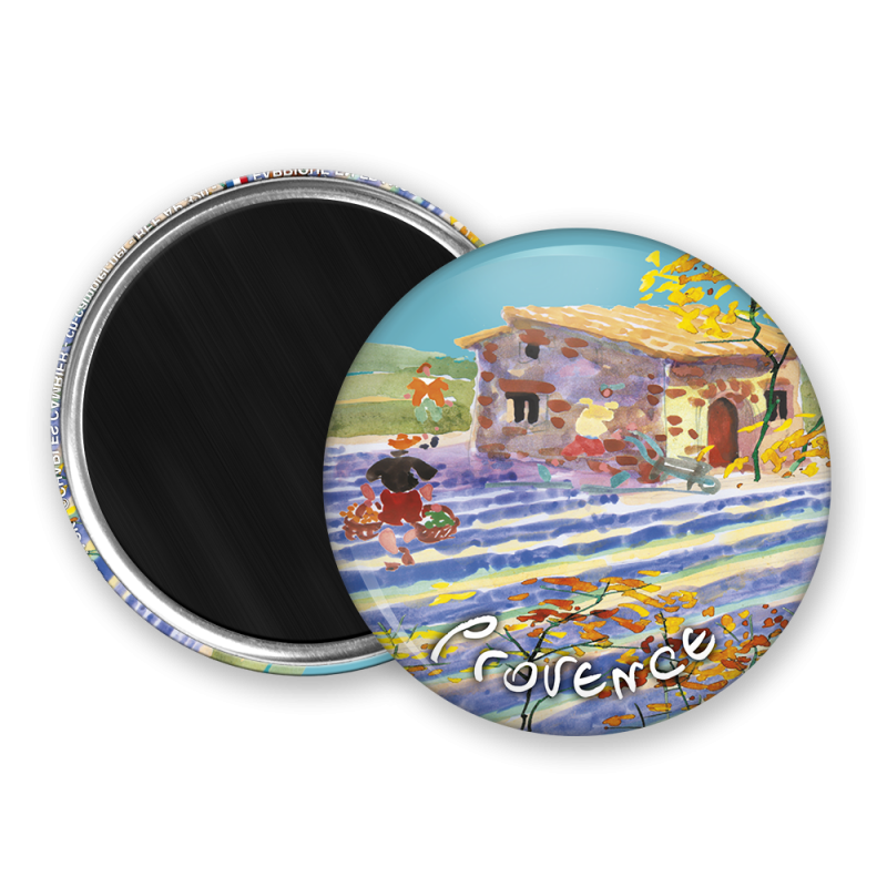 Magnet rond - Cambier - lavande et cabanon