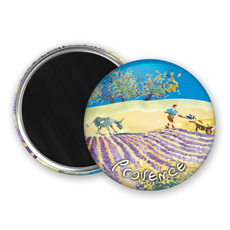 Magnet rond - Cambier - lavande et oliviers