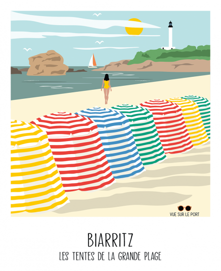 Biarritz, les tentes de la grande plage