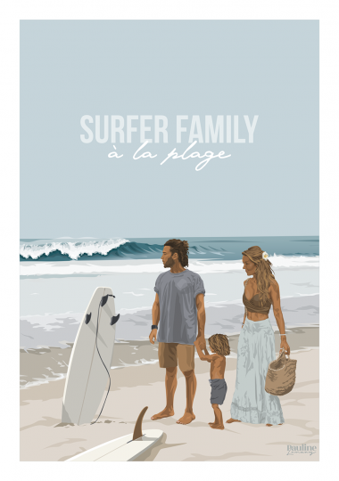 Surfer family à la plage