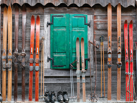 Chalet et skis