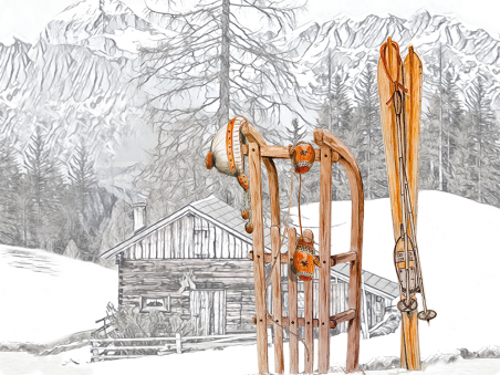 Chalet et luge
